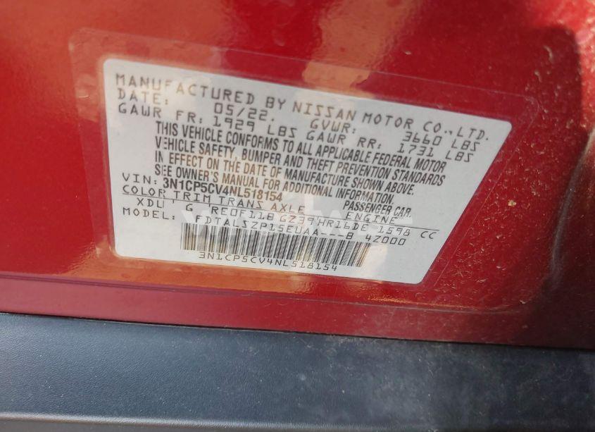 Photo 9 of 2022 Nissan Kicks SV XTRONIC CVT (VIN 3N1CP5CV4NL518154)