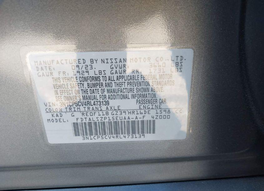 Photo 9 of 2024 Nissan Kicks SV XTRONIC CVT (VIN 3N1CP5CV4RL473139)