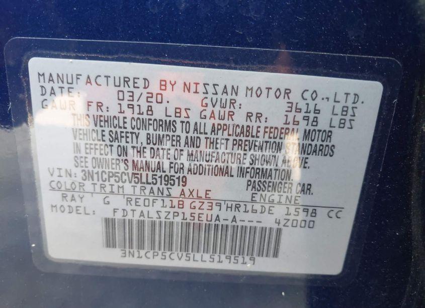 Photo 9 of 2020 Nissan Kicks SV XTRONIC CVT (VIN 3N1CP5CV5LL519519)