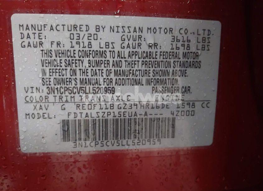 Photo 9 of 2020 Nissan Kicks SV XTRONIC CVT (VIN 3N1CP5CV5LL520959)