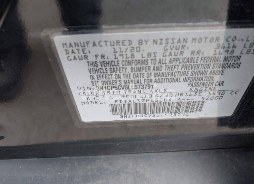 Photo 9 of 2020 Nissan Kicks SV XTRONIC CVT (VIN 3N1CP5CV5LL573791)