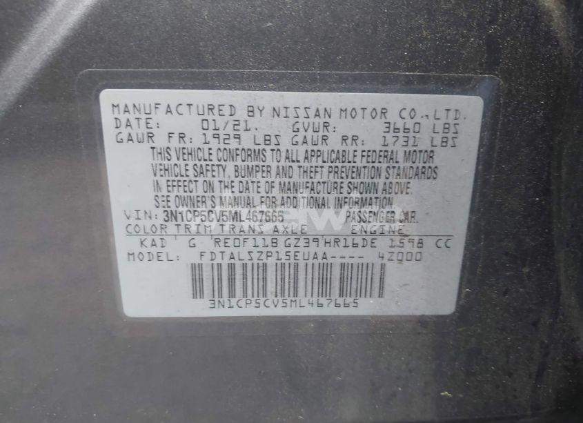 Photo 9 of 2021 Nissan Kicks SV XTRONIC CVT (VIN 3N1CP5CV5ML467665)