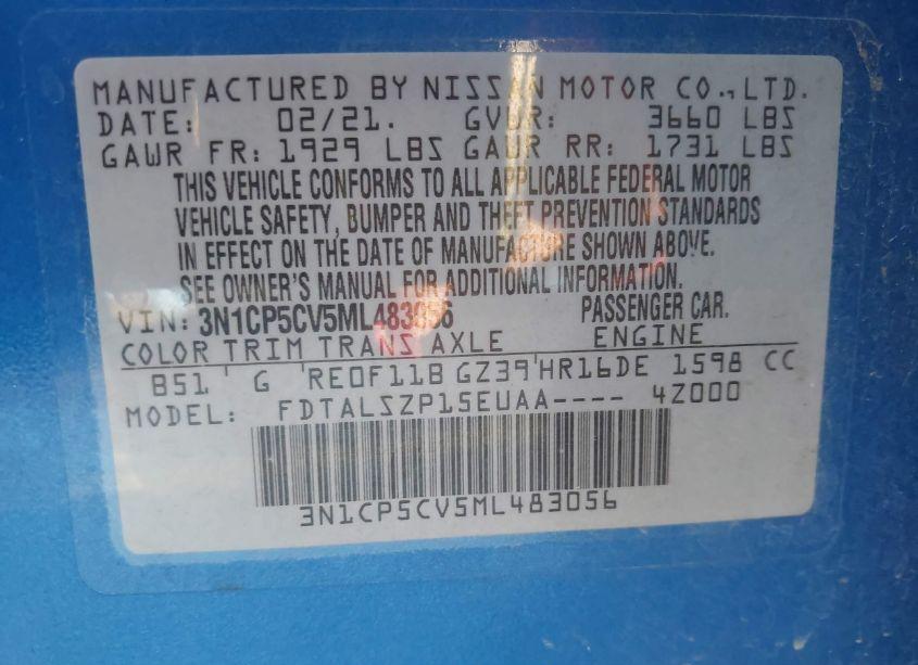 Photo 9 of 2021 Nissan Kicks SV (VIN 3N1CP5CV5ML483056)