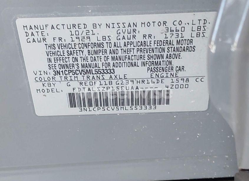 Photo 9 of 2021 Nissan Kicks SV XTRONIC CVT (VIN 3N1CP5CV5ML553333)