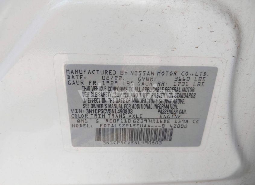 Photo 9 of 2022 Nissan Kicks SV XTRONIC CVT (VIN 3N1CP5CV5NL490803)