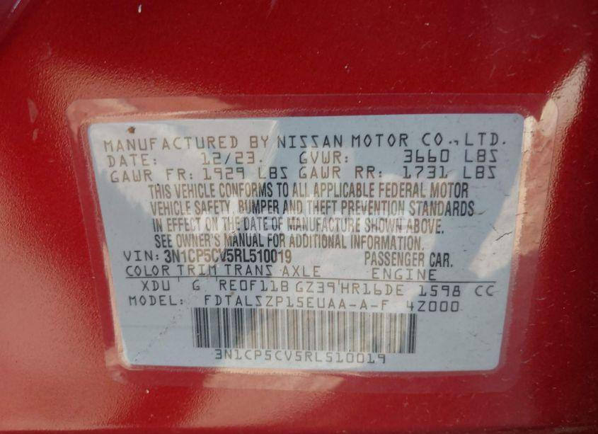 Photo 9 of 2024 Nissan Kicks SV XTRONIC CVT (VIN 3N1CP5CV5RL510019)