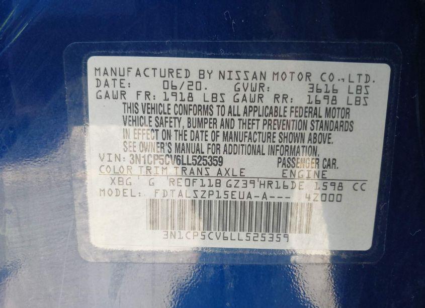 Photo 9 of 2020 Nissan Kicks SV XTRONIC CVT (VIN 3N1CP5CV6LL525359)