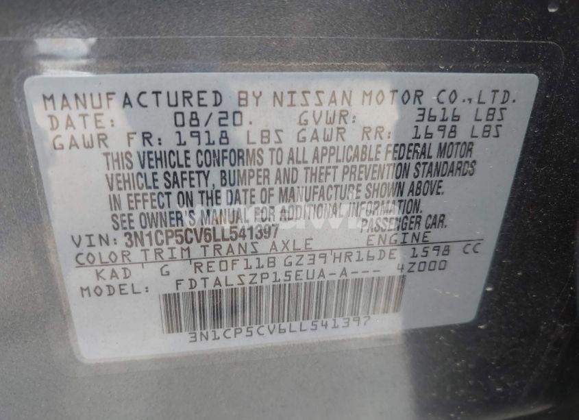 Photo 9 of 2020 Nissan Kicks SV XTRONIC CVT (VIN 3N1CP5CV6LL541397)