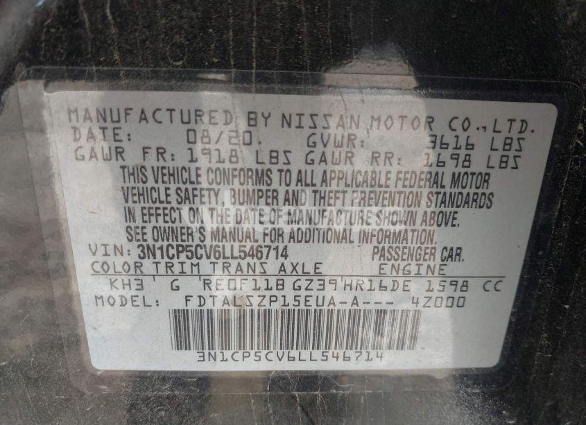 Photo 9 of 2020 Nissan Kicks SV XTRONIC CVT (VIN 3N1CP5CV6LL546714)