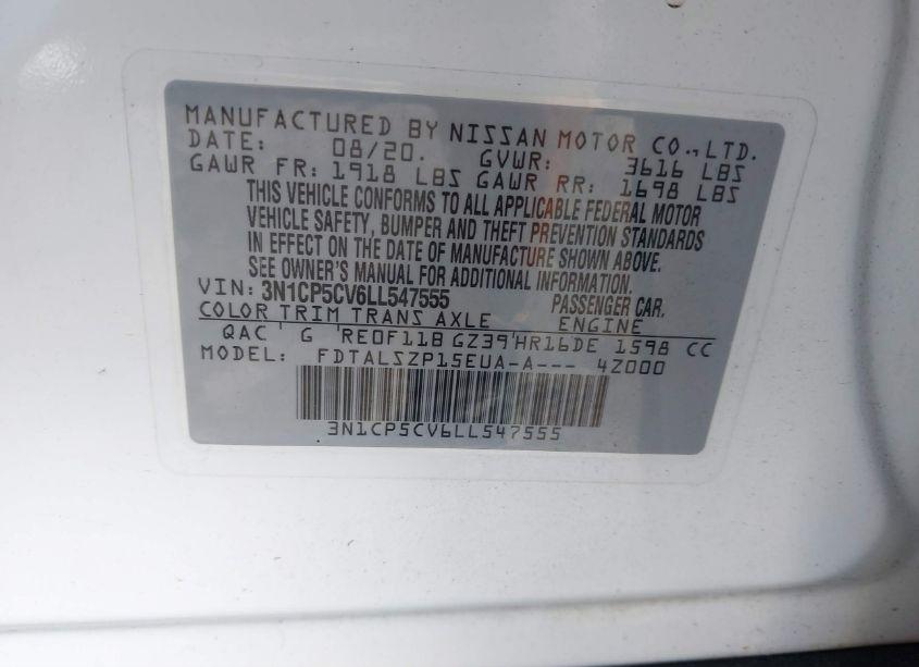 Photo 9 of 2020 Nissan Kicks SV XTRONIC CVT (VIN 3N1CP5CV6LL547555)