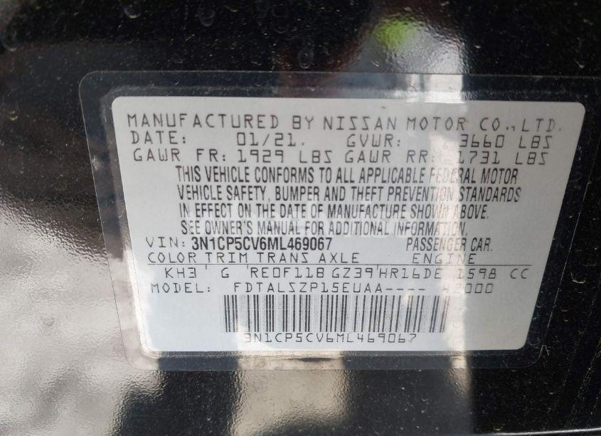 Photo 9 of 2021 Nissan Kicks SV XTRONIC CVT (VIN 3N1CP5CV6ML469067)