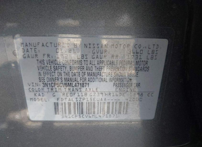 Photo 9 of 2021 Nissan Kicks SV XTRONIC CVT (VIN 3N1CP5CV6ML471871)