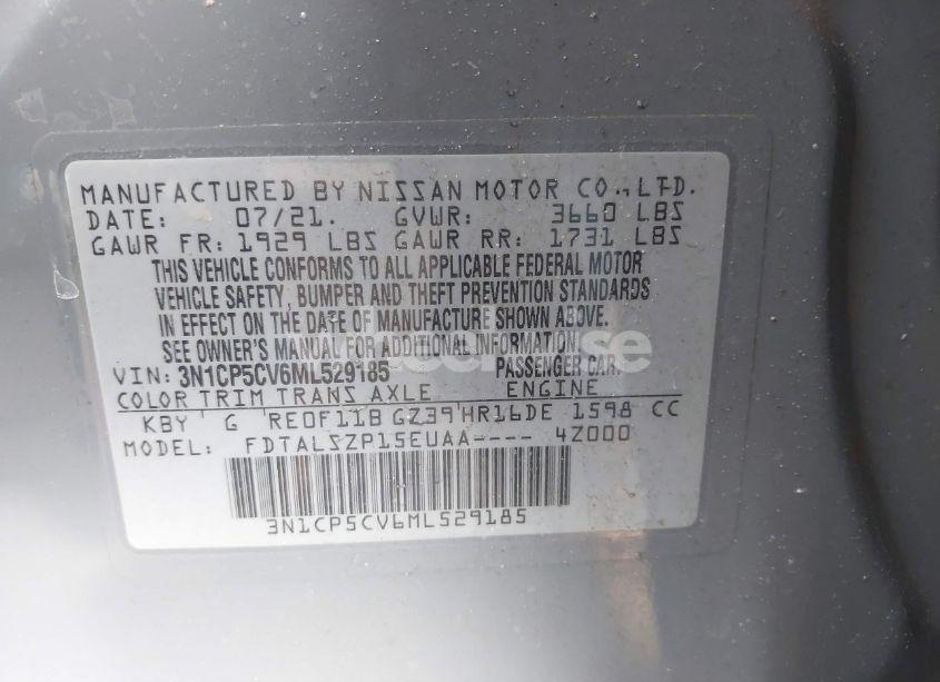 Photo 9 of 2021 Nissan Kicks SV XTRONIC CVT (VIN 3N1CP5CV6ML529185)