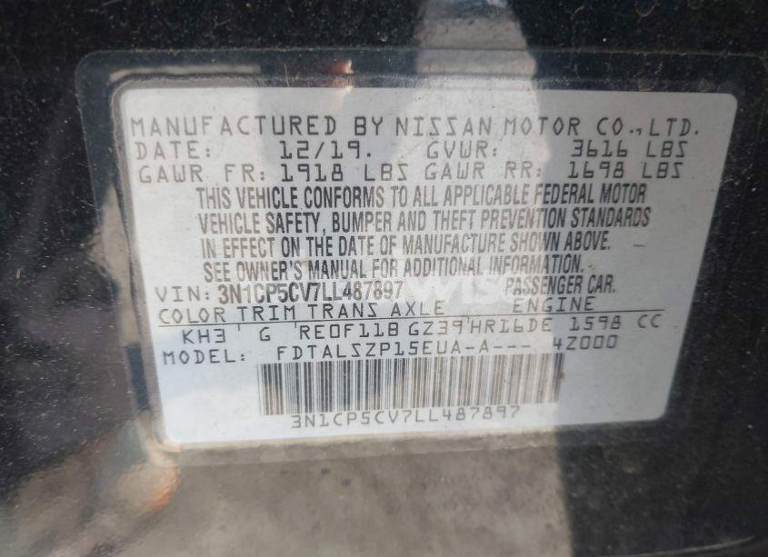 Photo 9 of 2020 Nissan Kicks SV XTRONIC CVT (VIN 3N1CP5CV7LL487897)