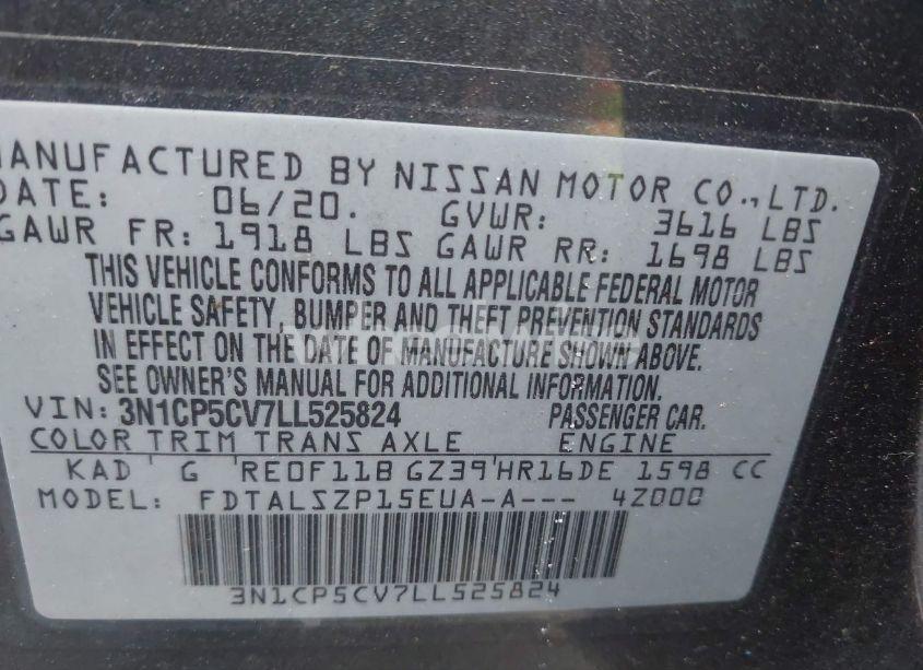 Photo 9 of 2020 Nissan Kicks SV XTRONIC CVT (VIN 3N1CP5CV7LL525824)