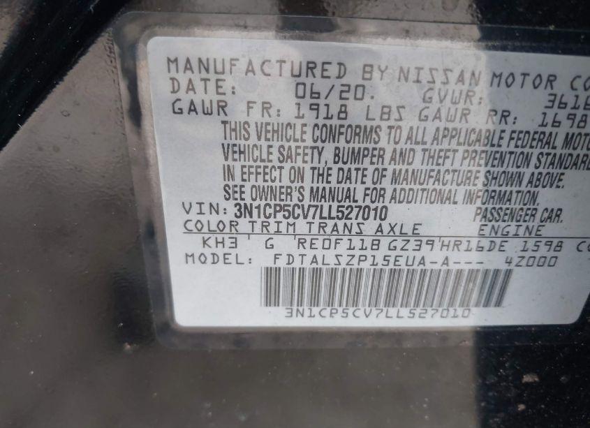 Photo 9 of 2020 Nissan Kicks SV XTRONIC CVT (VIN 3N1CP5CV7LL527010)