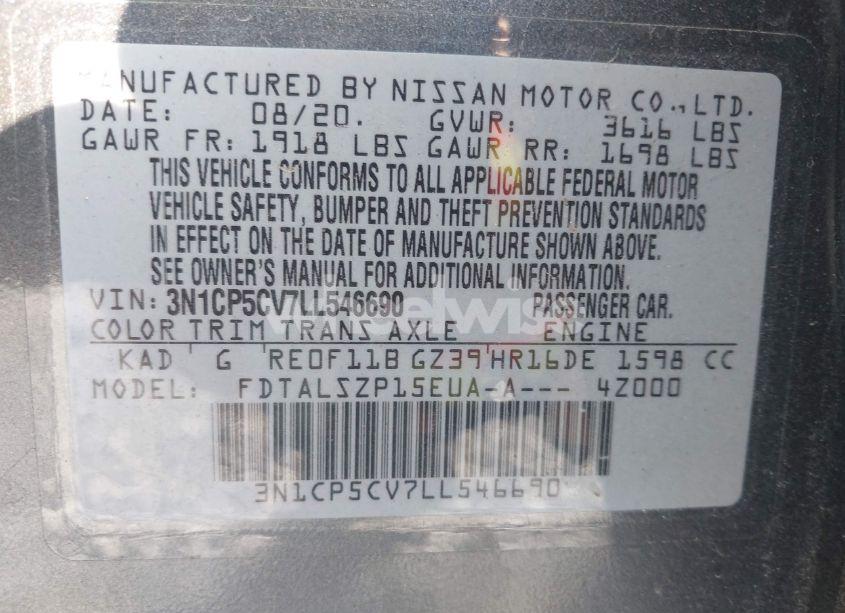 Photo 9 of 2020 Nissan Kicks SV XTRONIC CVT (VIN 3N1CP5CV7LL546690)