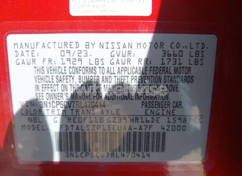 Photo 9 of 2024 Nissan Kicks SV XTRONIC CVT (VIN 3N1CP5CV7RL470414)