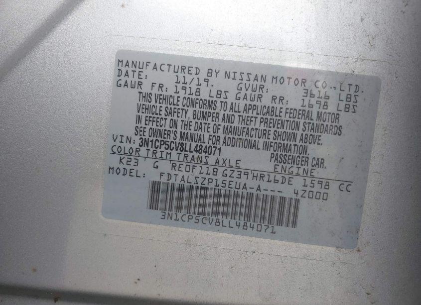 Photo 9 of 2020 Nissan Kicks SV XTRONIC CVT (VIN 3N1CP5CV8LL484071)