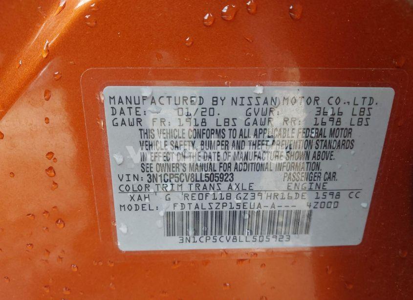 Photo 9 of 2020 Nissan Kicks SV XTRONIC CVT (VIN 3N1CP5CV8LL505923)