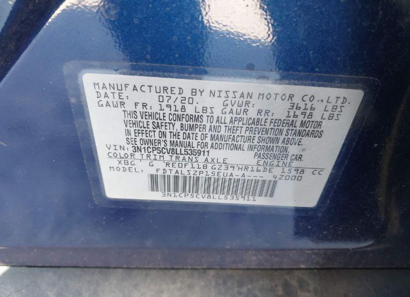 Photo 9 of 2020 Nissan Kicks SV XTRONIC CVT (VIN 3N1CP5CV8LL535911)