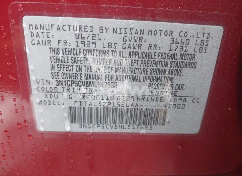 Photo 9 of 2021 Nissan Kicks SV XTRONIC CVT (VIN 3N1CP5CV8ML517653)