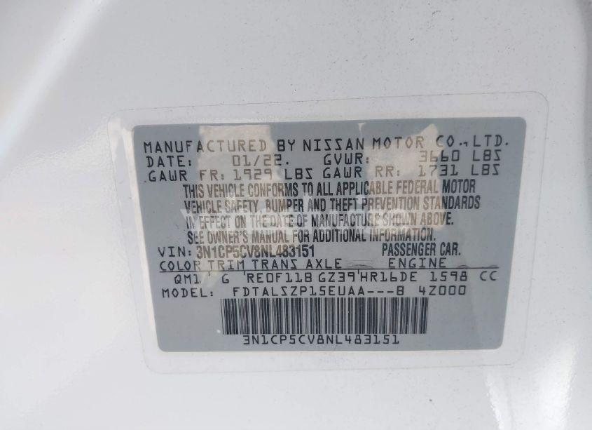 Photo 9 of 2022 Nissan Kicks SV XTRONIC CVT (VIN 3N1CP5CV8NL483151)