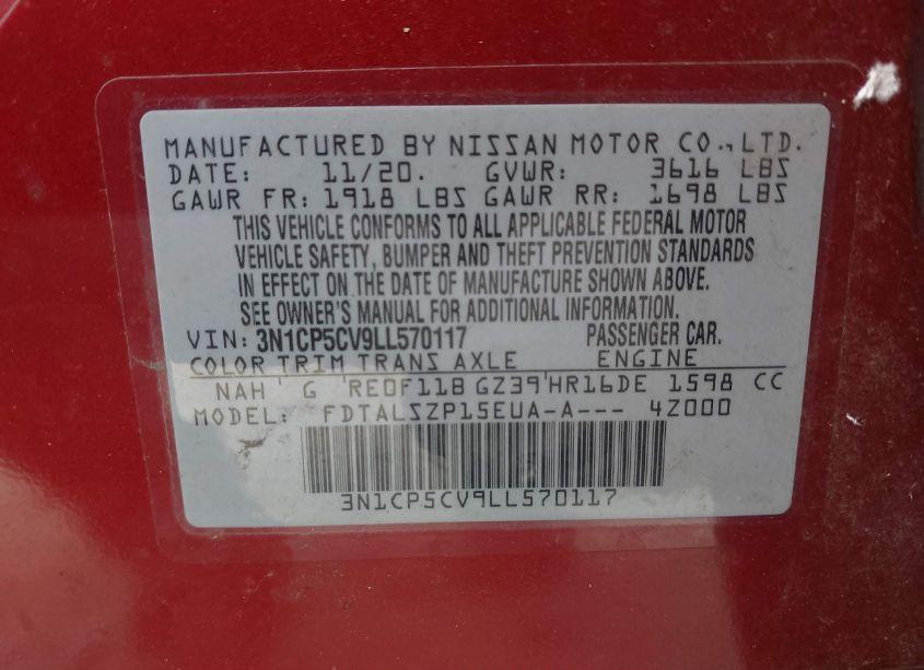 Photo 9 of 2020 Nissan Kicks SV XTRONIC CVT (VIN 3N1CP5CV9LL570117)