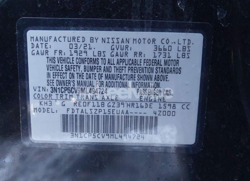 Photo 9 of 2021 Nissan Kicks SV XTRONIC CVT (VIN 3N1CP5CV9ML494724)