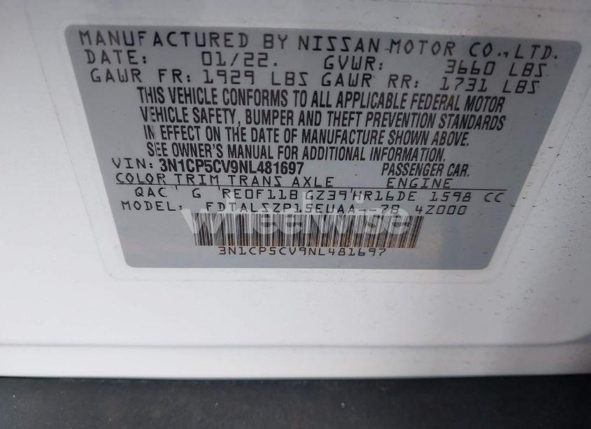 Photo 9 of 2022 Nissan Kicks SV XTRONIC CVT (VIN 3N1CP5CV9NL481697)