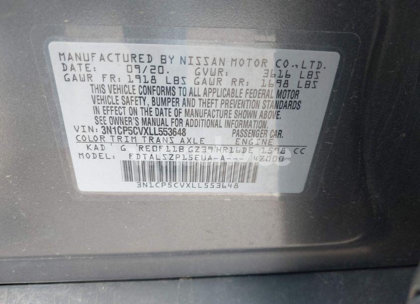 Photo 9 of 2020 Nissan Kicks SV XTRONIC CVT (VIN 3N1CP5CVXLL553648)