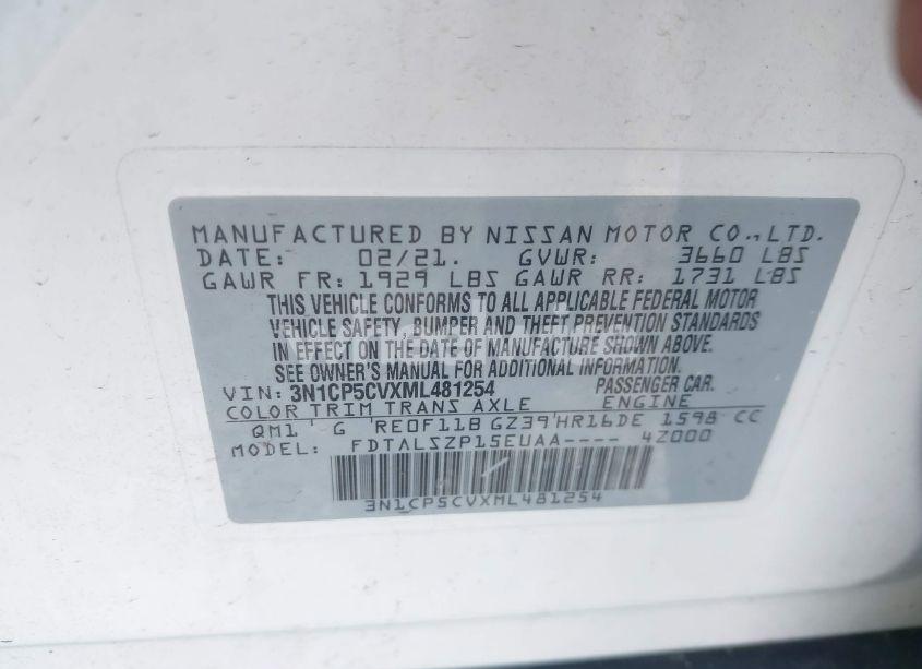 Photo 9 of 2021 Nissan Kicks SV XTRONIC CVT (VIN 3N1CP5CVXML481254)