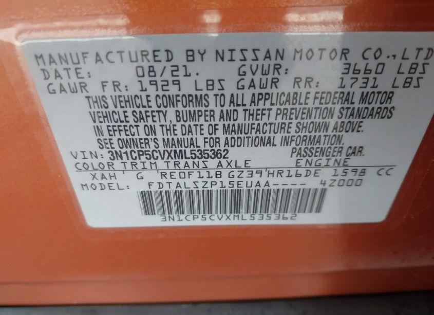 Photo 9 of 2021 Nissan Kicks SV (VIN 3N1CP5CVXML535362)