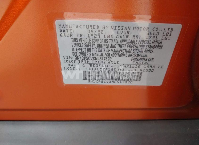 Photo 9 of 2022 Nissan Kicks SV XTRONIC CVT (VIN 3N1CP5CVXNL517820)