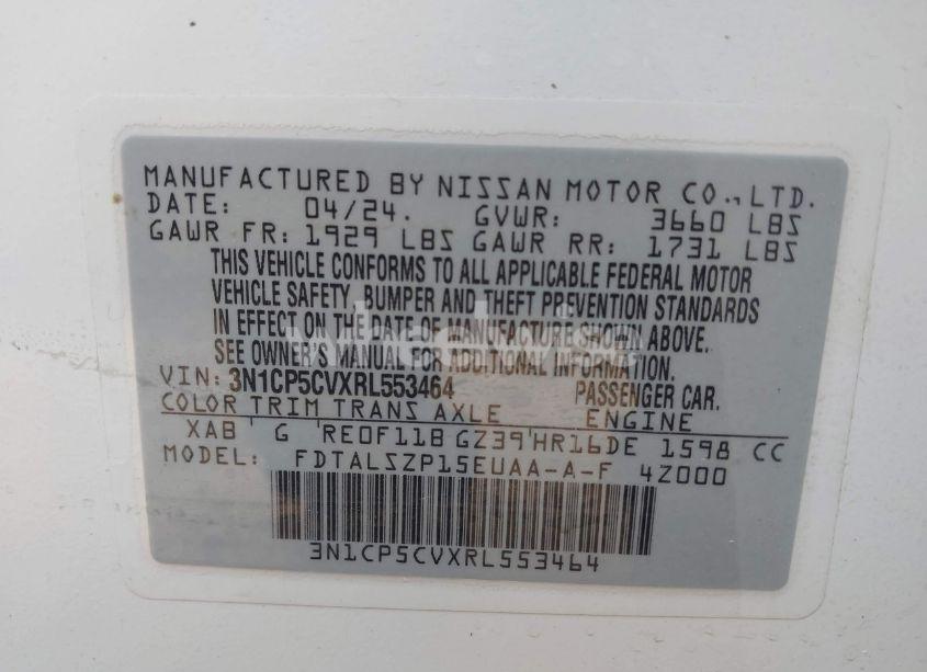 Photo 9 of 2024 Nissan Kicks SV XTRONIC CVT (VIN 3N1CP5CVXRL553464)