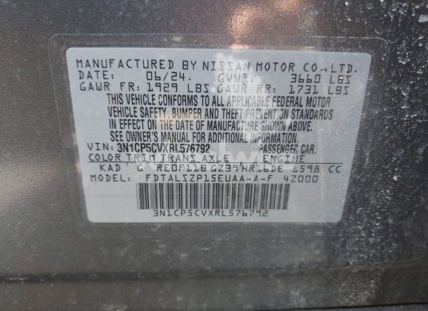 Photo 9 of 2024 Nissan Kicks SV XTRONIC CVT (VIN 3N1CP5CVXRL576792)