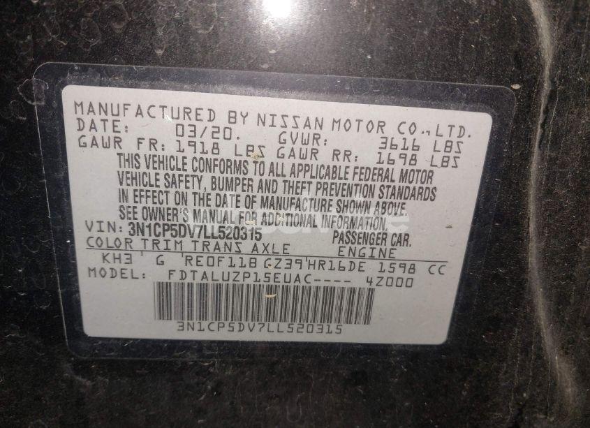 Photo 9 of 2020 Nissan Kicks SR XTRONIC CVT (VIN 3N1CP5DV7LL520315)