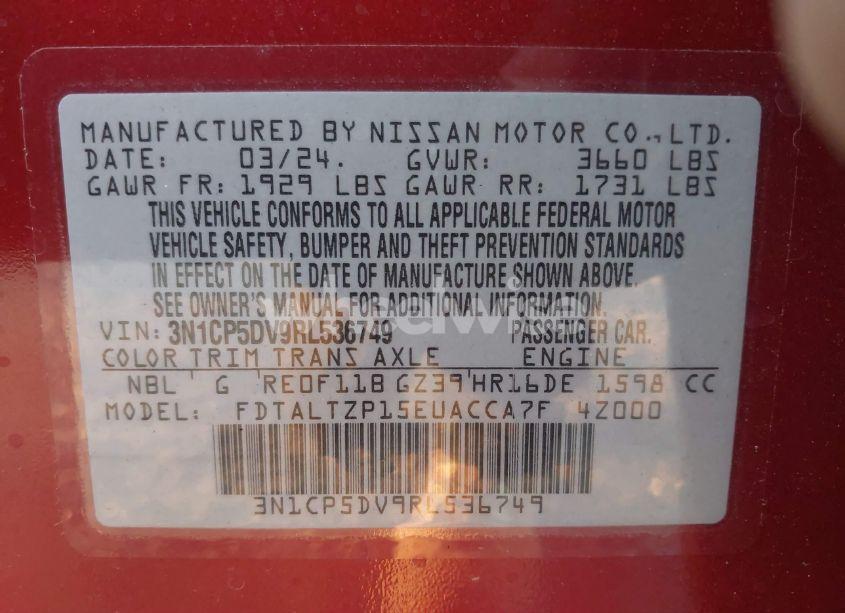 Photo 9 of 2024 Nissan Kicks SR XTRONIC CVT (VIN 3N1CP5DV9RL536749)