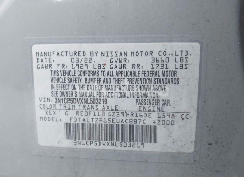 Photo 9 of 2022 Nissan Kicks SR XTRONIC CVT (VIN 3N1CP5DVXNL503219)