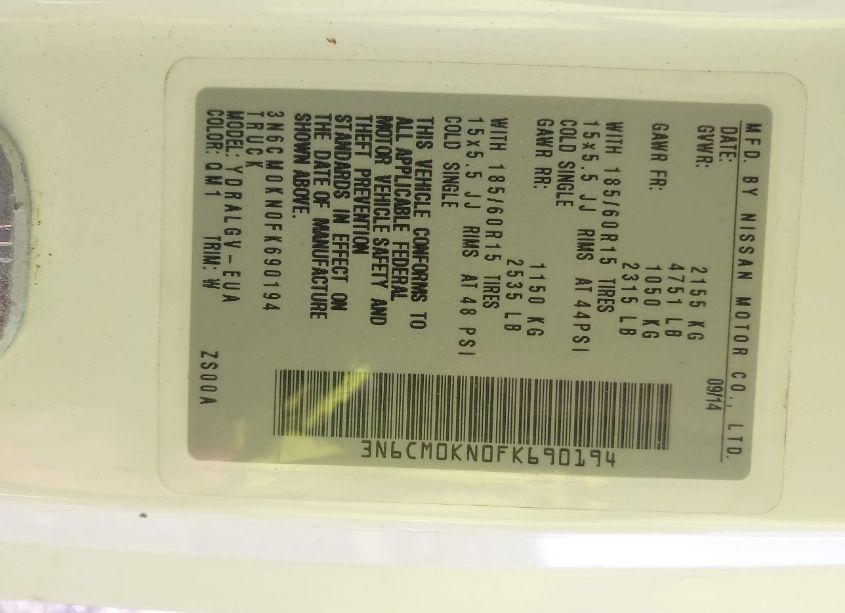 Photo 9 of 2015 Nissan Nv200 SV (VIN 3N6CM0KN0FK690194)