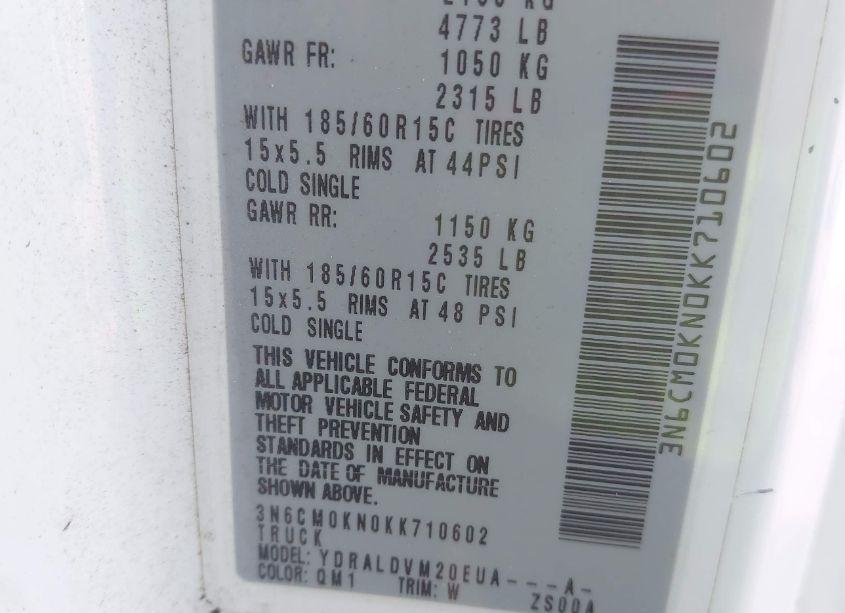 Photo 9 of 2019 Nissan Nv200 S (VIN 3N6CM0KN0KK710602)