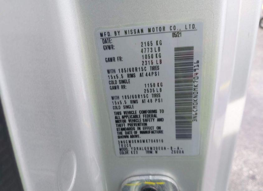 Photo 9 of 2021 Nissan Nv200 COMPACT CARGO SV XTRONIC CVT (VIN 3N6CM0KN0MK704916)