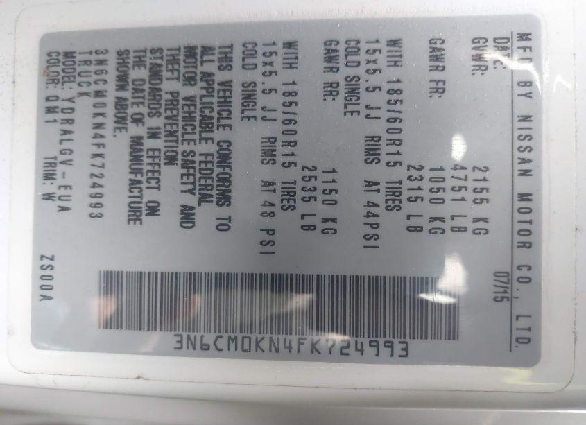 Photo 9 of 2015 Nissan Nv200 SV (VIN 3N6CM0KN4FK724993)