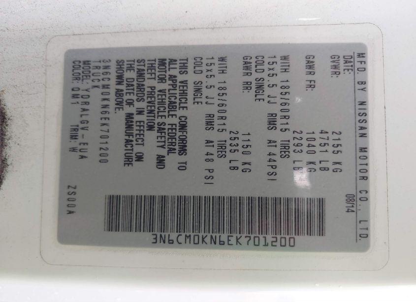 Photo 9 of 2014 Nissan Nv200 SV (VIN 3N6CM0KN6EK701200)