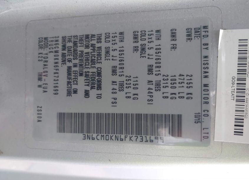 Photo 9 of 2015 Nissan Nv200 SV (VIN 3N6CM0KN6FK731699)