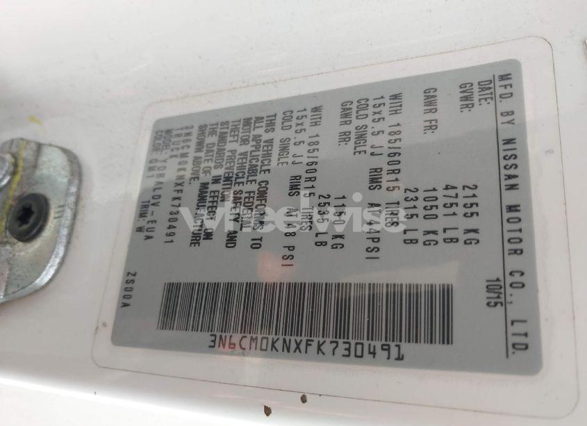 Photo 9 of 2015 Nissan Nv200 2.5S/2.5SV (VIN 3N6CM0KNXFK730491)