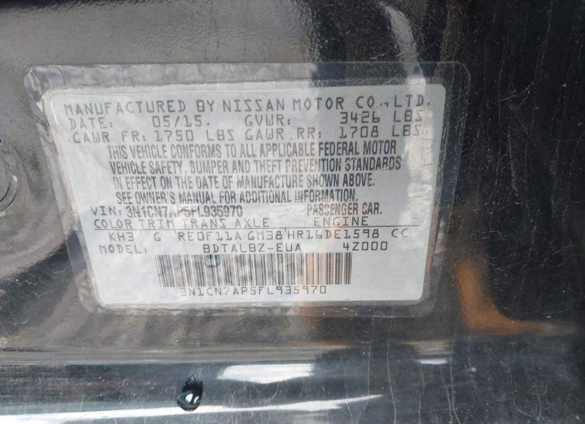 Photo 9 of 2015 Nissan Versa (VIN 3NICN7AP5FL935970)