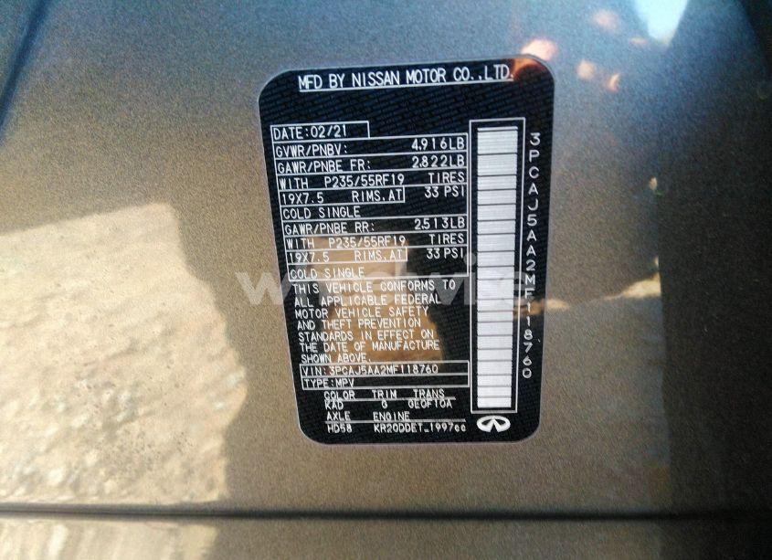 Photo 9 of 2021 Infiniti Qx50 PURE (VIN 3PCAJ5AA2MF118760)