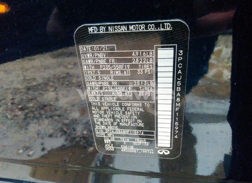 Photo 9 of 2021 Infiniti Qx50 LUXE (VIN 3PCAJ5BA8MF115974)