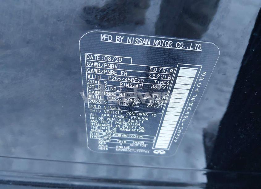 Photo 9 of 2021 Infiniti Qx50 LUXE AWD (VIN 3PCAJ5BB4MF102499)